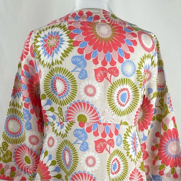 Boden  Orange Lime And Cream Floral 100% Linen CottageCore Dress NWOT - Picture 6 of 12